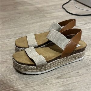 Women's Tan and Cream Jaklin Sandals Steve Madden